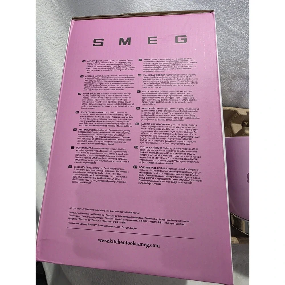 New SMEG Cutlery Caddy (Only Holder) Pastel Pink 50's Style Limited Edition Rare